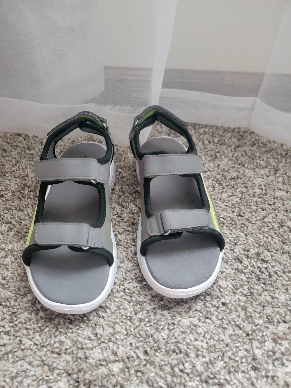 Rockport Kids Gray and Lime Velcro Sport Sandals